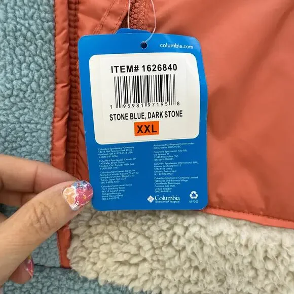 Columbia Anorak Fleece Women's XXL Blue Beige Coral 1/4 Snap Athleisure NWT - Picture 6 of 11